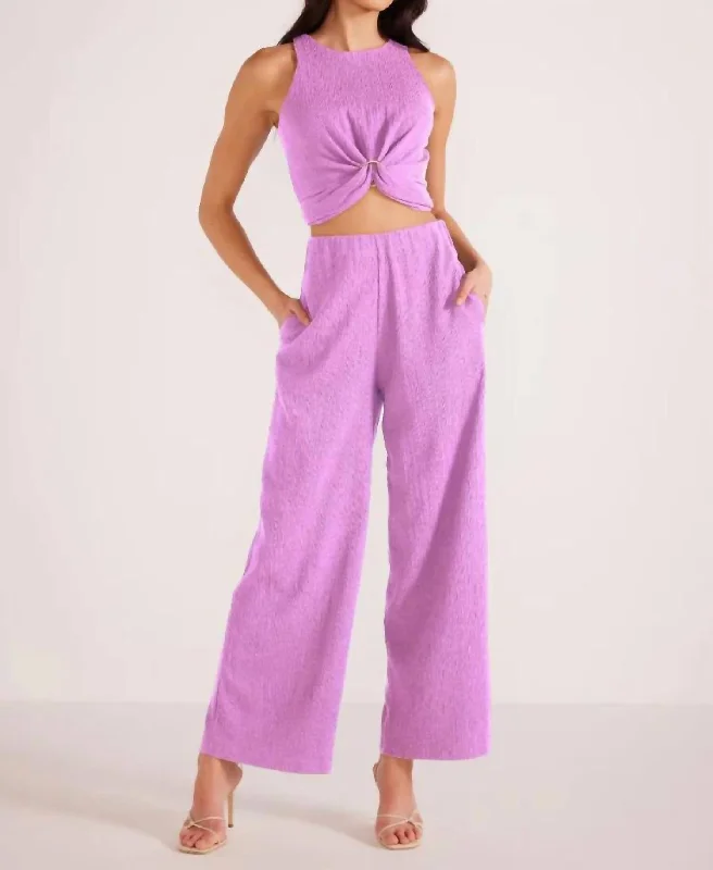 Best Online Boutiques Trend Alert Unity Ring Textured Tank And Pant Set In Lilac