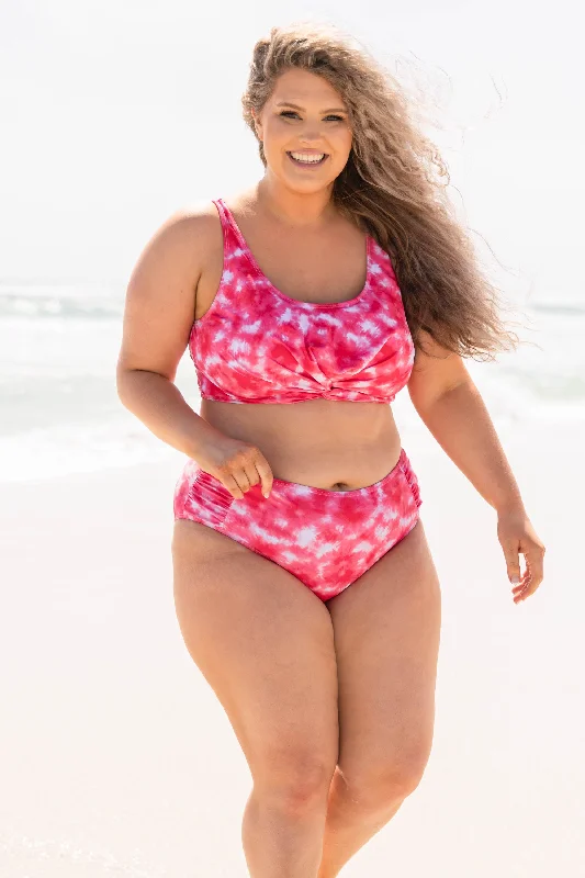 Everyday Wear Romantic Date - Night Ensemble Love Don't Cost A Thing Swim Top, Tie Dye Pink