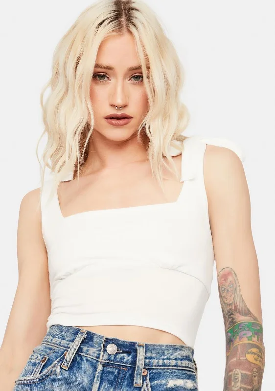 Sales Clothes Athleisure Wear Promotion Chill Make The Call Tie Shoulder Crop Tank