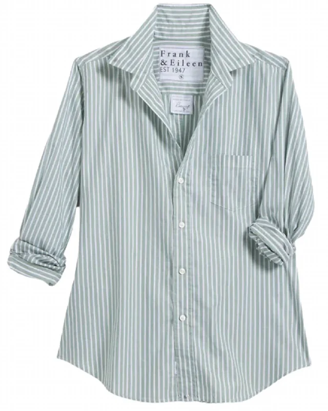 Women's Fashion Clothing Style Your Wardrobe Women's Barry Woven Button Up Shirt In Green Stripes