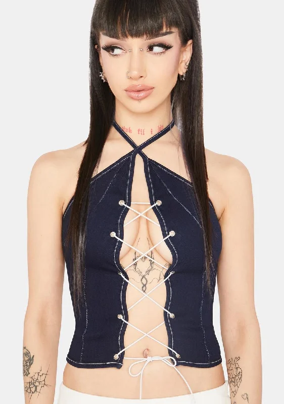 Boho Chic Fashion Anniversary Sale Sassy Thoughts Lace-Up Halter Top