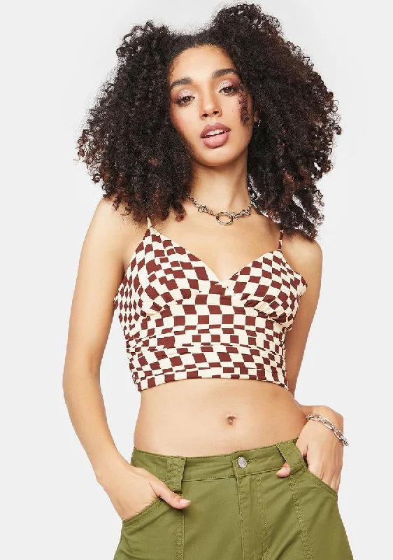 Women's Charming Outfit For Events Quality Wear Check Mark Cropped Tank