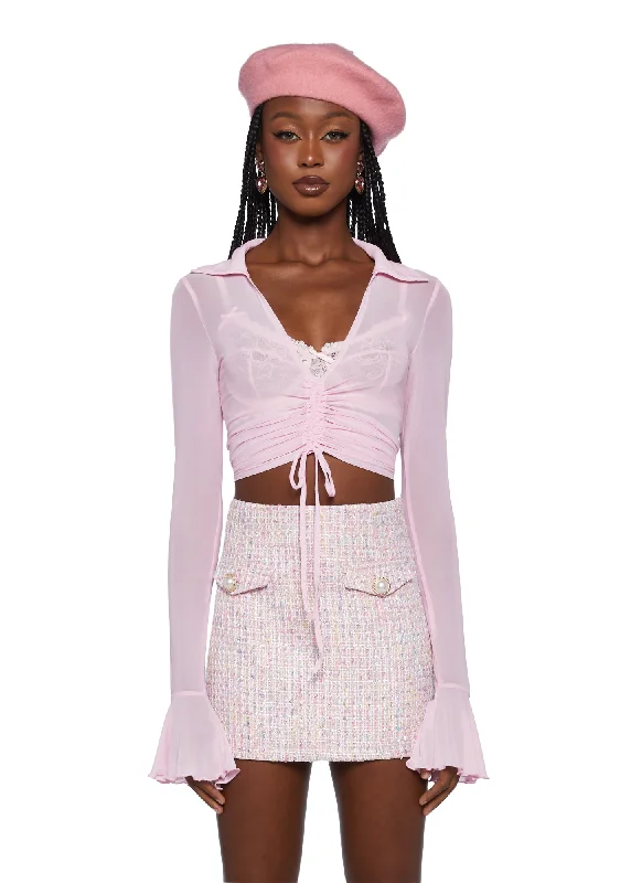 Chic Women's Attire Elegant Style Ascend Your Throne Crop Top - Pink