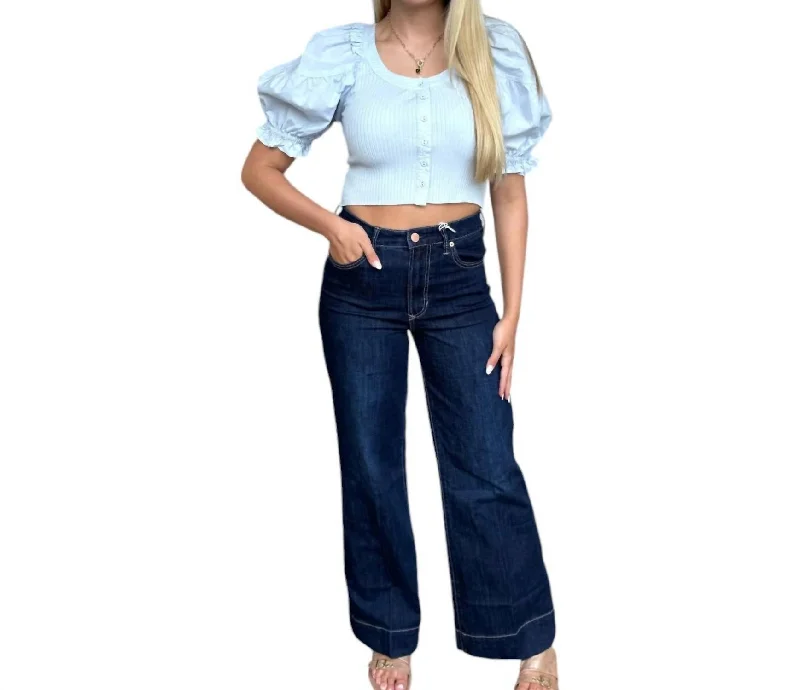 Latest Trends Everyday Glamour Puff Sleeve Kora Blouse In Powder Blue