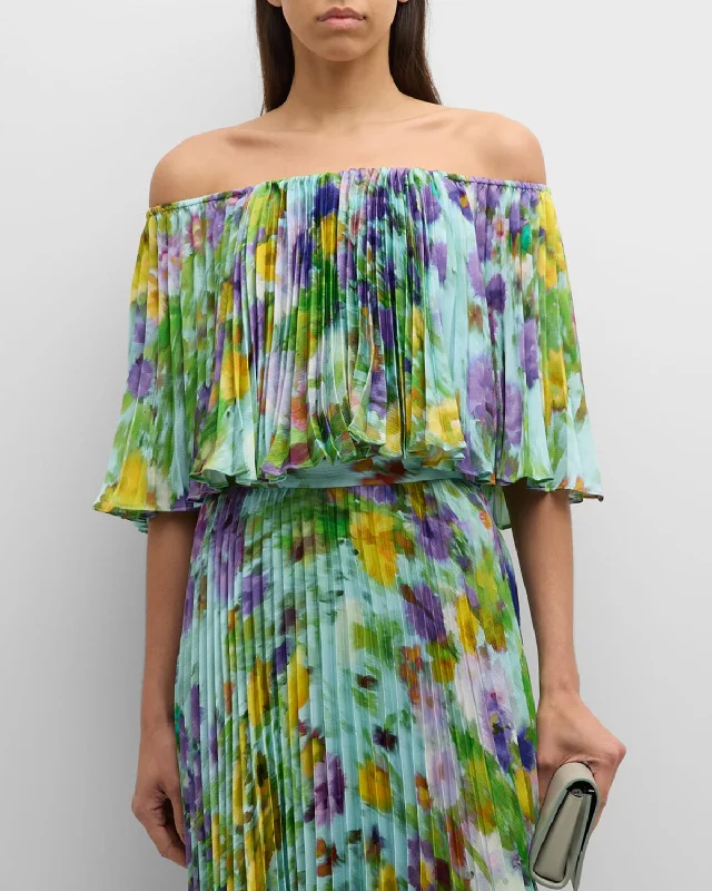 Fashion Essentials Buy More, Save More Pleated Off-Shoulder Floral-Print Blouse