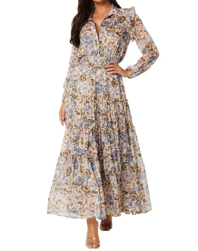 Rustic Countryside Charm Look Ahreana Dress in Sketched Floral