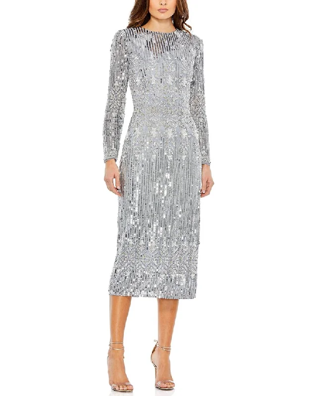 Elegant Women's Clothing Mac Duggal Embellished High Neck Column Dress