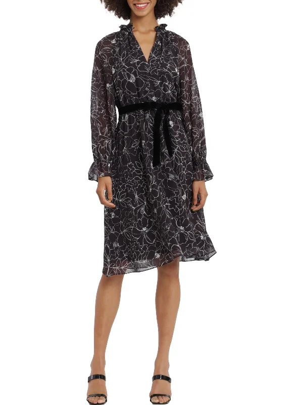 Effortless Chic Apparel Womens Floral Print Knee Length Fit & Flare Dress