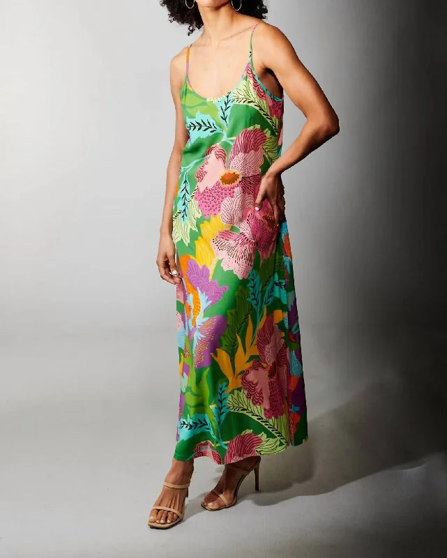 Women's Comfortable Lounge Garments Celine Dress In Green Floral