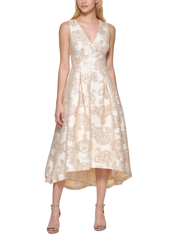 Clothes Women Womens Metallic Sleeveless Fit & Flare Dress