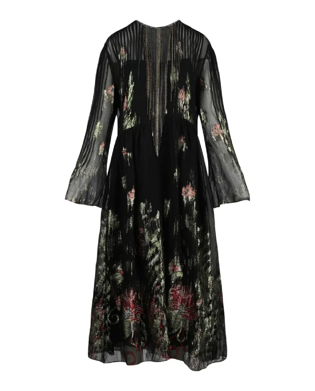 Clothing Sale Long Sleeve Metallic Crystal-Embellished Dress