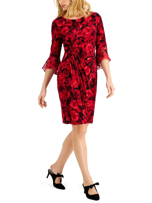 Score The Best Deals Before Monday Petites Womens Wedding Guest Floral Print Fit & Flare Dress