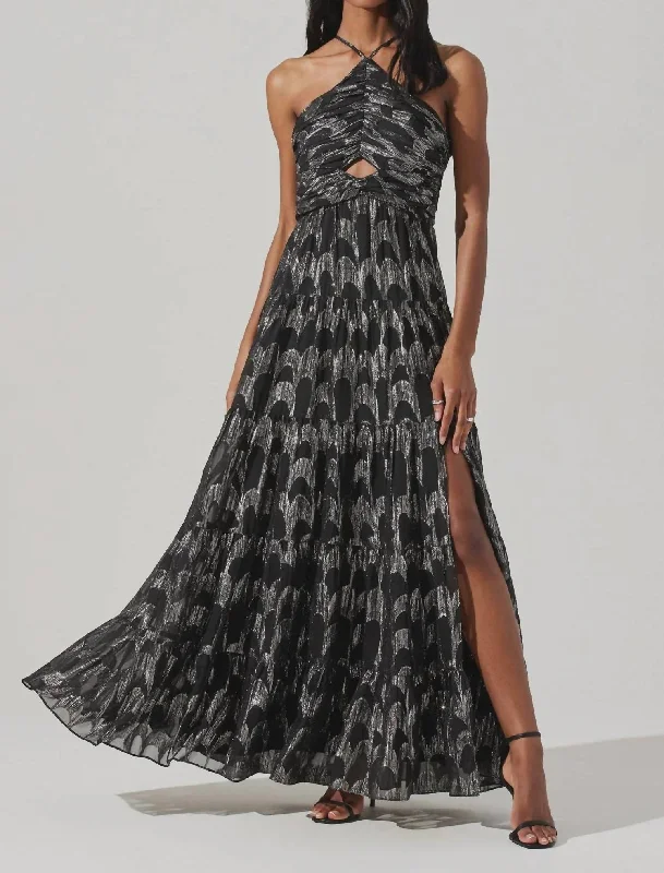 City Fashion Madeline Dress In Black Silver