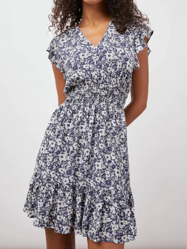 Women's Vacation Attire Tara Dress In Navy/white Floral