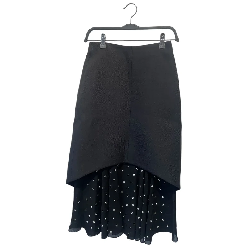 Affordable Women's Clothes Seasonal Sale BALENCIAGA/Long Skirt/38/Wool/BLK/Double Layer Skirt w/ Eyelit