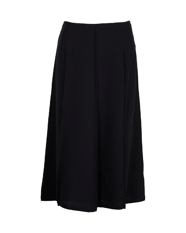 Sales For Clothes Vintage Inspired Fashion Sale Hermes A-Line Midi Skirt in Navy Blue Wool