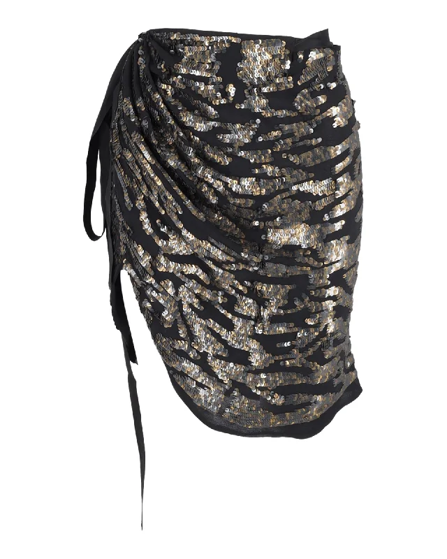 Chic Wardrobe Early Access To Art Deco Styles Sale Isabel Marant Sequined Mini Skirt in Black Silk