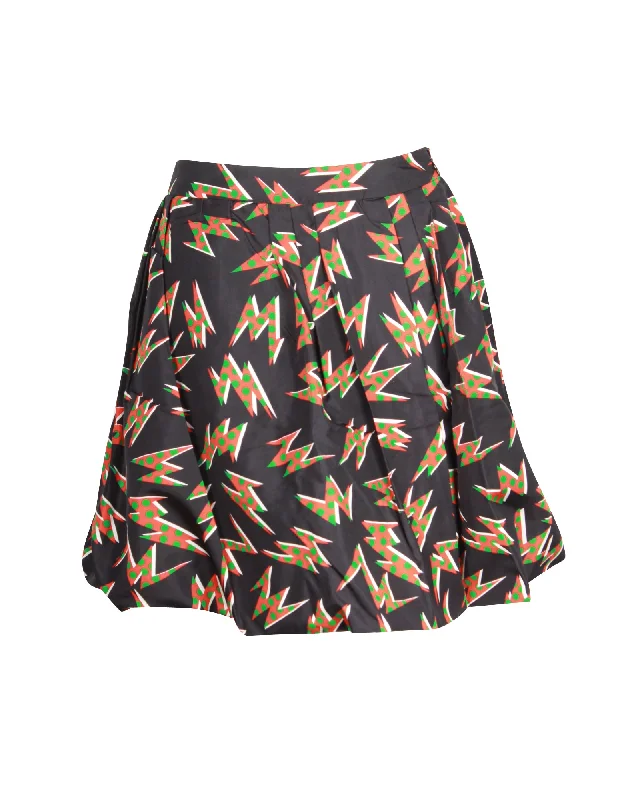 Clothing Brands Limited Time Offers Miu Miu Printed Mini Skirt in Black Silk