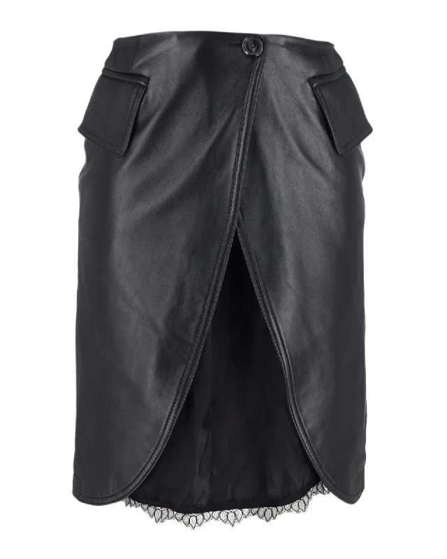 Sophisticated Style Big Savings On Rustic Countryside Styles MM6 Maison Margiela Open-Front Skirt in Black Leather