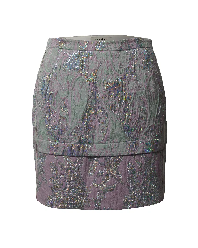 Trend Alert Seasonal Trend Sandro Paris Jacquard Mini Skirt in Multicolor Polyester